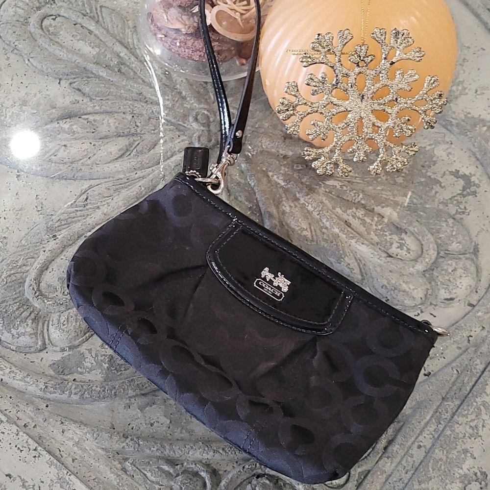 COACH SATEEN AND LEATHER LARGE WRISTLET